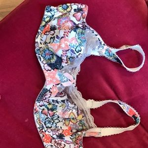 FREYA  Multi Floral lacy bra 36DD Deep scoop back